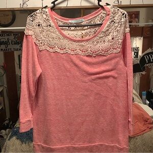 Maurice’s Pink Lace/Crochet Top Sz XL